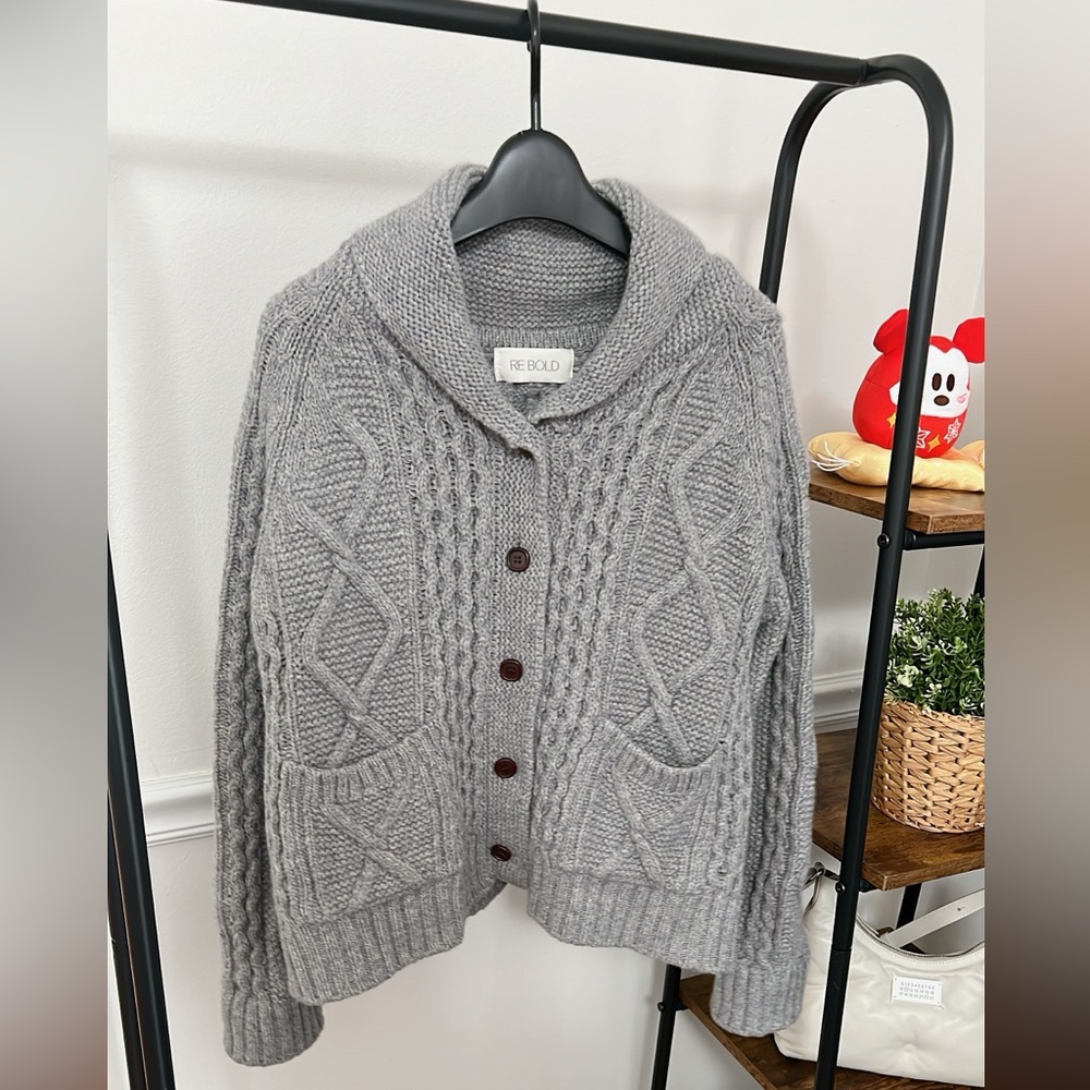 Grey wool cardigan - wool 50%